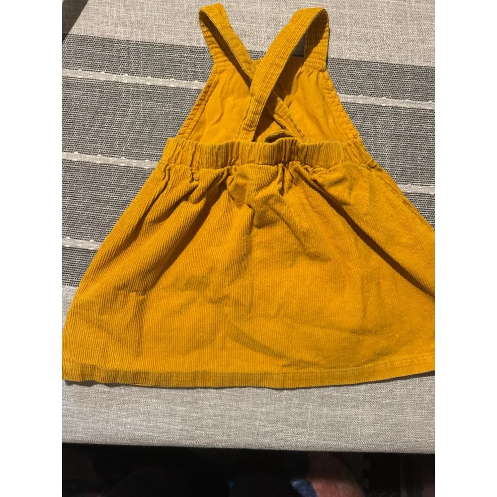 Blueberry Boulevard Girls Mustard Corduroy Embroidered‎ Pinafore Dress Size 3t